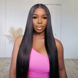 Wavymy Pre-bleached HD Lace Wear Go Glueless Wigs Dome Cap Straight  4x6 Lace Closure Wigs 180% Density