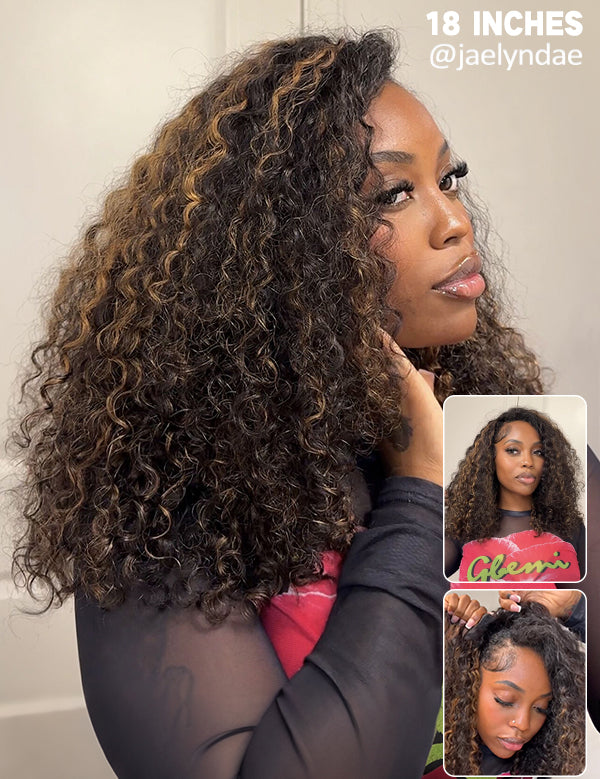 18 inch highlight water wave half wig