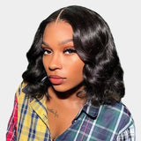 Wavymy Wear Go Glueless Short Bob Wigs 4x6 HD Lace Closure Bob Wig Body Wave 180% Density