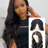 Wavymy Beginner Friendly Body Wave V Part Wig No Glue No Sew No Gel Human Hair Wig Thin Part Wig
