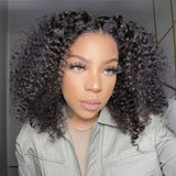 Wavymy Pre-bleached Glueless HD Lace Wear & Go Kinky Curly Bob Wig Dome Cap 4x6 Lace Closure Wigs 180% Denisity