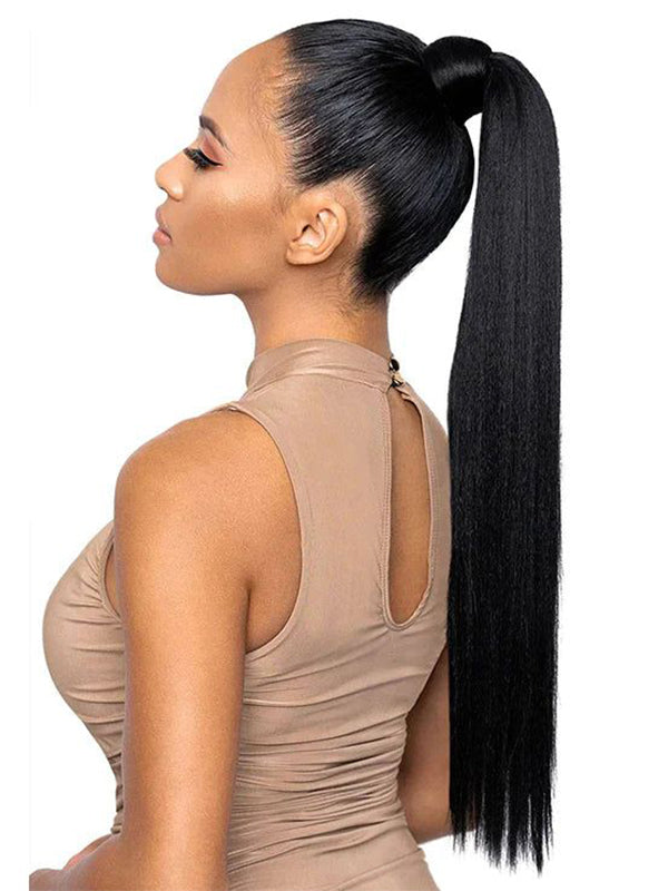 straight 360 glueless wig high ponytail