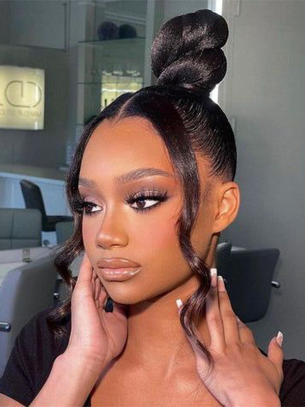 straight 360 glueless wig top knot