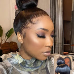 straight 360 glueless wig high bun style