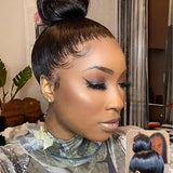 straight 360 glueless wig high bun style
