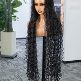 Wavymy 36 Inches Small Triangle Knotless Box Braids With Water Wave Ends Braided Wig