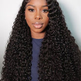Wavymy Kinky Curly V Part Wig No Glue No Sew No Gel No Leave Out Needed Human Hair 180 Density Thin Part Wig