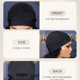 front, side, and back of headband wig cap