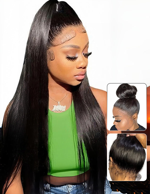 straight 360 glueless wig high ponytail and bun hairstyles
