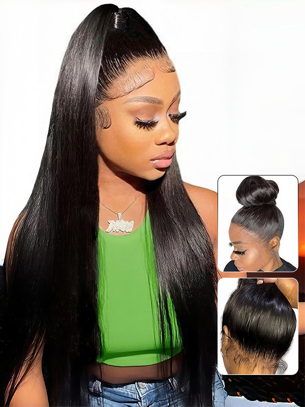 straight 360 glueless wig high ponytail and bun hairstyles