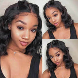 Wavymy Wear Go Glueless Short Bob Wigs 4x6 HD Lace Closure Bob Wig Body Wave 180% Density