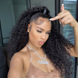 Wavymy Kinky Curly Drawstring Ponytail Wrap Around Ponytail Human Hair