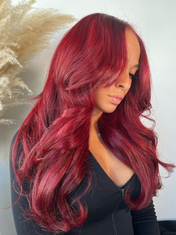 human hair 99j hair color body wave wig with curtain bangs