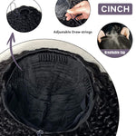 breathable drawstring half wig