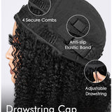 drawstring half wig