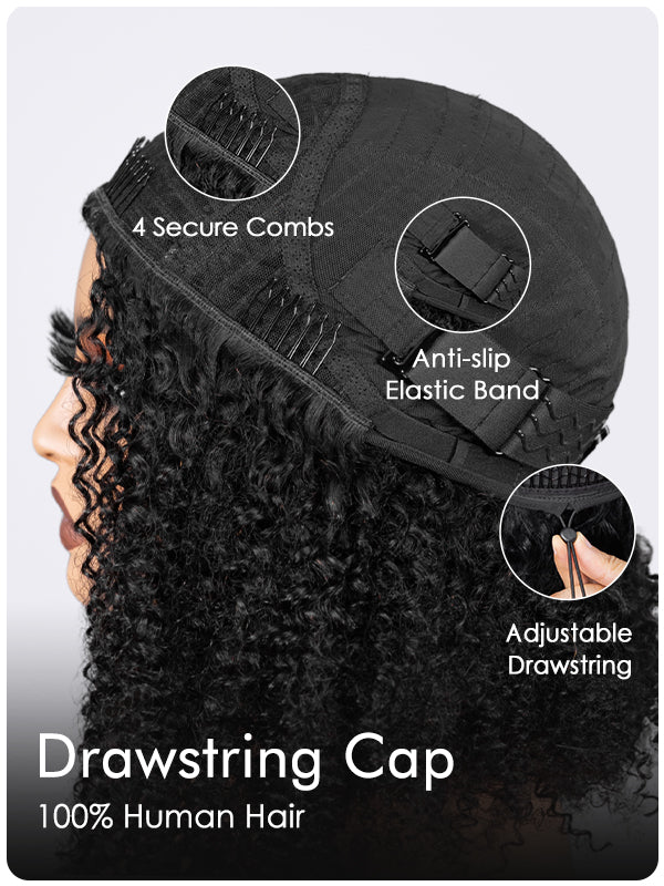 drawstring half wig
