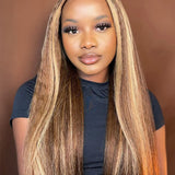 Flash Sale Wavymy Pre-cut Lace Wear Go 4/27 Honey Blonde Highlight Color Glueless Wig 7x5 Lace Closure Preplucked with Natural Hairline Wig
