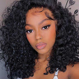 Wavymy Kinky Curly 13x4 Lace Front Short Bob Human Hair Wigs 14 Inch 180% Density