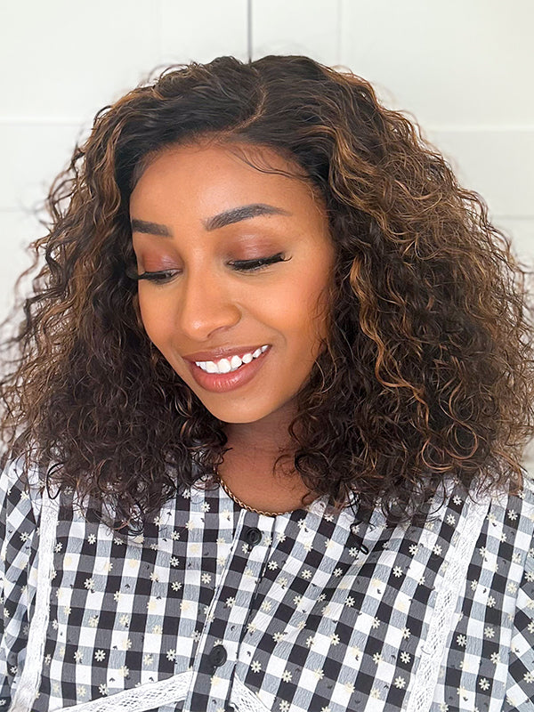 brown wig with blonde highlights 180% density