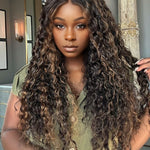 4x6 HD lace brown wig with blonde highlights