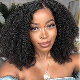 Wavymy Kinky Curly V Part Wig No Glue No Sew No Gel No Leave Out Needed Human Hair 180 Density Thin Part Wig