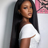 Wavymy Pre Cut Kinky Straight Wear Go Glueless Wigs 4x6 HD Lace Closure Wigs 180% Density