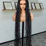 Wavymy 36 Inches Small Triangle Knotless Box Braids With Water Wave Ends Braided Wig