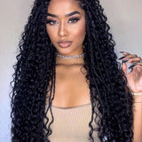 Wavymy 36 Inches Small Triangle Knotless Box Braids With Water Wave Ends Braided Wig
