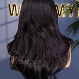 Wavymy 3 In 1 Style Yaki Lazy Waves Pre-Styled Layered Cut Hair Wear Go Glueless 7x5 Lace Wig Human Hair Wig