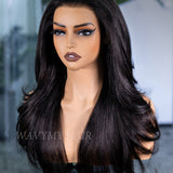 Wavymy 3 In 1 Style Yaki Lazy Waves Pre-Styled Layered Cut Hair Wear Go Glueless 7x5 Lace Wig Human Hair Wig