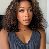 Wavymy 9x6 T-Part Lace Blonde Highlight Water Wave Pre-Cut Lace Wear Go Glueless Wigs 180% Density