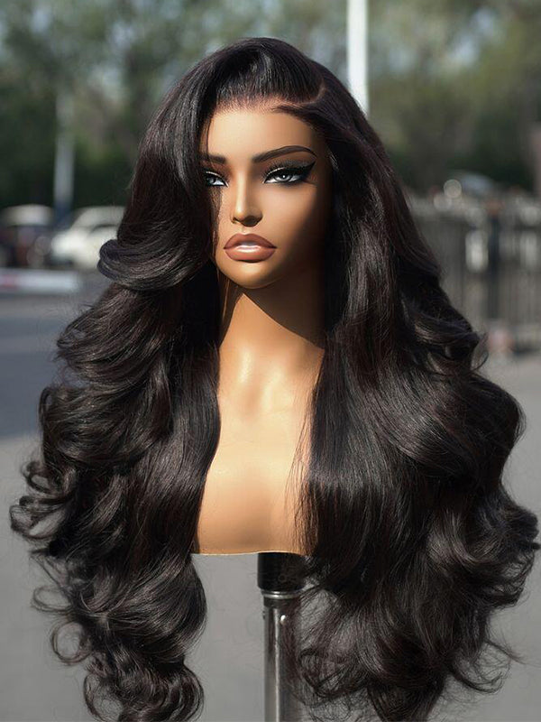 natural black body wave glueless hd lace wigs