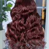 Wavymy Cherry Color Layered Cut Loose Wave Wear Go Glueless Wigs 6x4 Lace Closure Wigs 180% Density