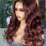 Wavymy Cherry Color Layered Cut Loose Wave Wear Go Glueless Wigs 6x4 Lace Closure Wigs 180% Density