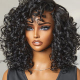Wavymy Copper Highlight / Natural Black Bouncy Curly Wig 7x5 Lace Wear Go Glueless Wig 180% Density