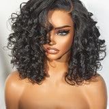Wavymy Copper Highlight / Natural Black Bouncy Curly Wig 7x5 Lace Wear Go Glueless Wig 180% Density