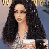 Wavymy Drawstring Braid Half Wig Water Wave Upgrade No Lace No Glue Human Hair Wigs 180% Density