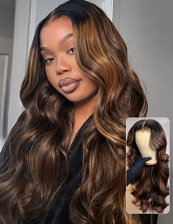 human hair highlight balayage body wave pre everything wig