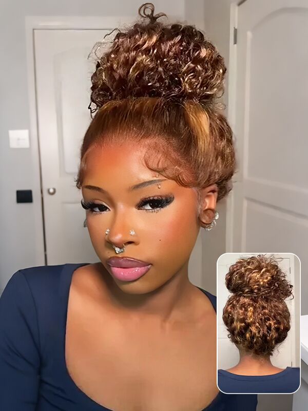 human hair highlight water wave 360 glueless wig