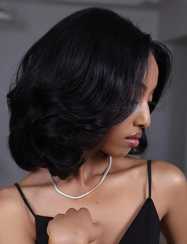 layered wave glueless bob wigs