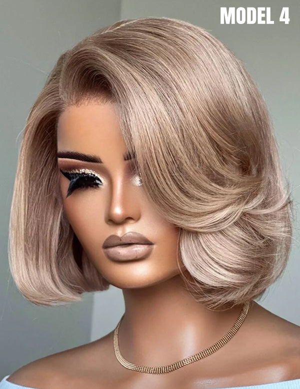Wavymy M-Cap 9x6 Lace C Part Wear Go Glueless Natural Black / Blonde Highlight Layered Cut Bob Wigs