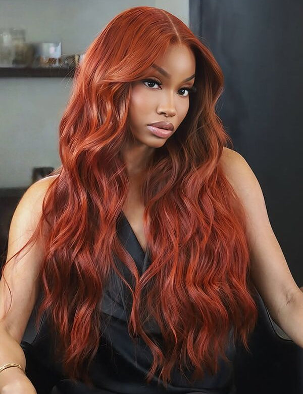 body wave orange brown wig