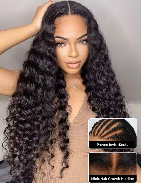 water wave glueless lace wigs pre-cut pre-bleached