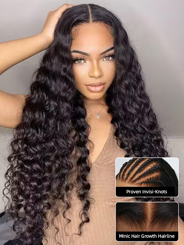 water wave glueless lace wigs pre-cut pre-bleached