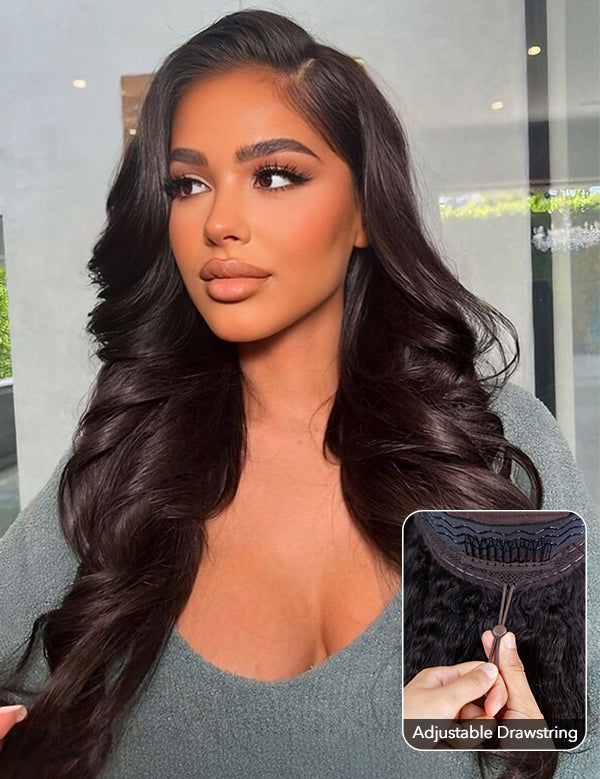 body wave drawstring pre everything wigs