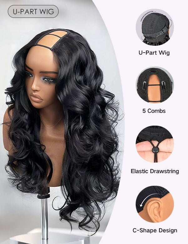 Wavymy Pre-Styled Butterfly Cut Layer Yaki Straight Natural Wave Wig Beginner Friendly V Part Wig Human Hair Wig 250% Density