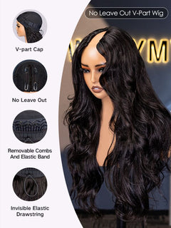 Wavymy Pre-Styled Butterfly Cut Layer Yaki Straight Natural Wave Wig Beginner Friendly V Part Wig Human Hair Wig 250% Density