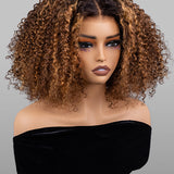 Wavymy Ombre Blonde Highlights Deep Curly 7x5 Lace Glueless Wigs Wear & Go Wigs Dome Cap Curly Hairstyle