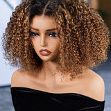 Wavymy Ombre Blonde Highlights Deep Curly 7x5 Lace Glueless Wigs Wear & Go Wigs Dome Cap Curly Hairstyle