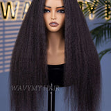 Wavymy Pre Cut Kinky Straight Wear Go Glueless Wigs 4x6 HD Lace Closure Wigs 180% Density